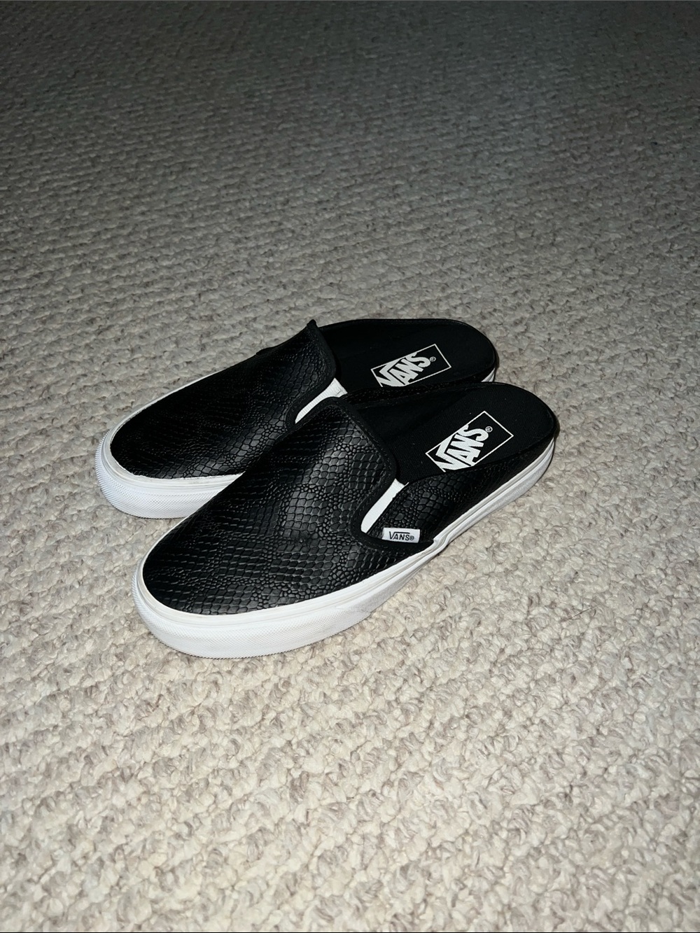 EUC Vans black faux croc mule slip-ons. Women’s Sz. 8. Great cond.